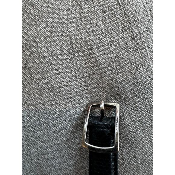 Saint Laurent Snake Embossed Black Leather Bracelet - Picture 4 of 5